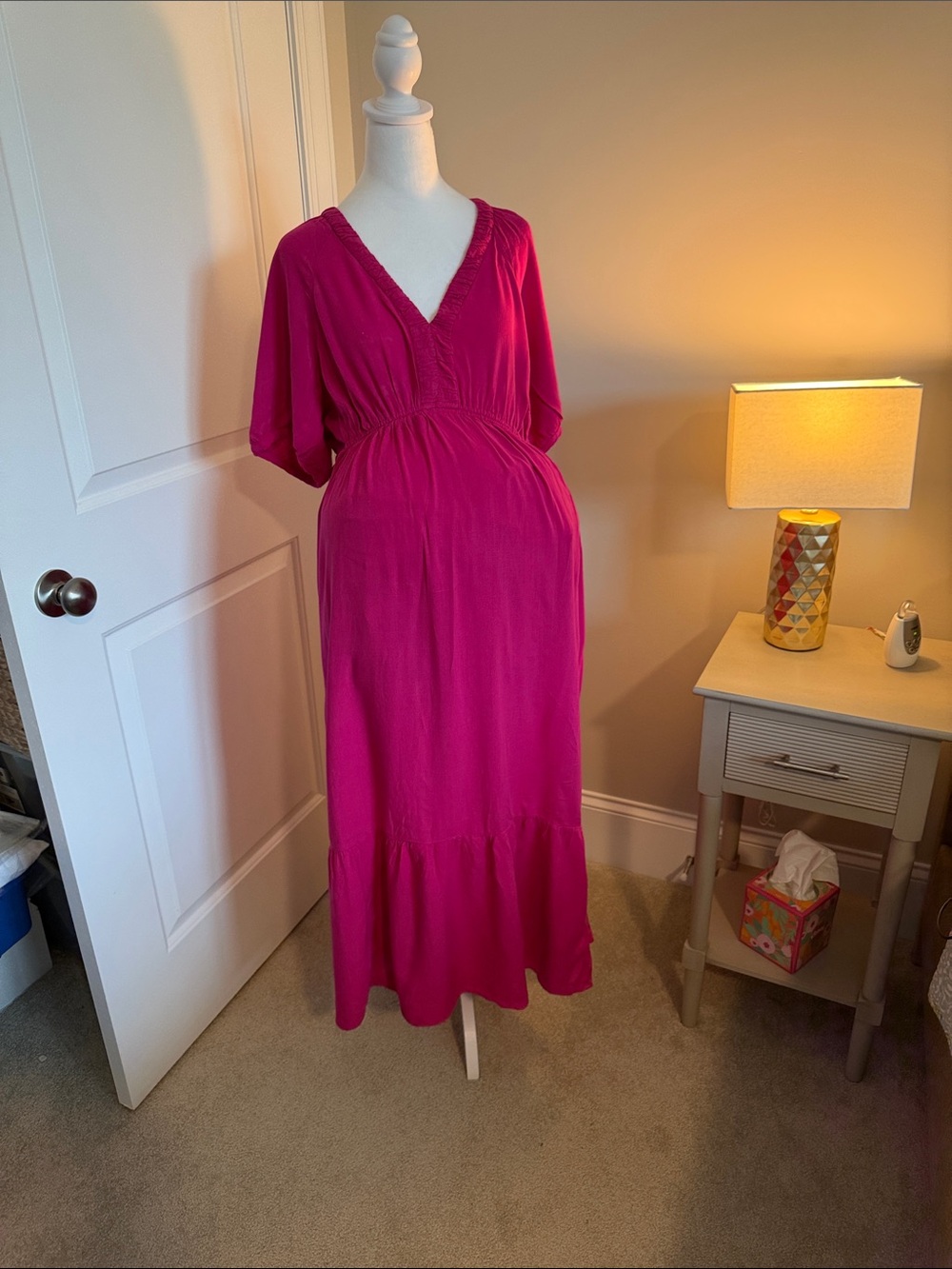 Isabel Maternity by Ingrid & Isabel Fuchsia V-Neck Maxi Dress